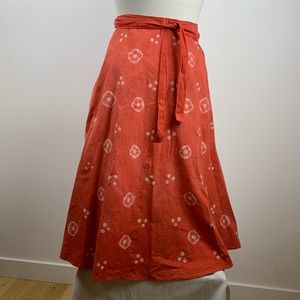 Made in Milan - Orange tie dyed cotton wrap around skirt